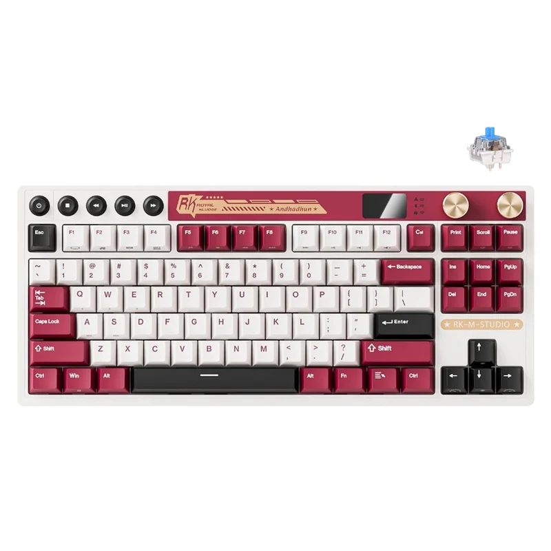 Royal Kludge RK M87 Tri-Mode RGB 88 Keys Hot-Swappable Mechanical Keyboard Famicom (Blue Switch, Beige Switch, Cream Switch)