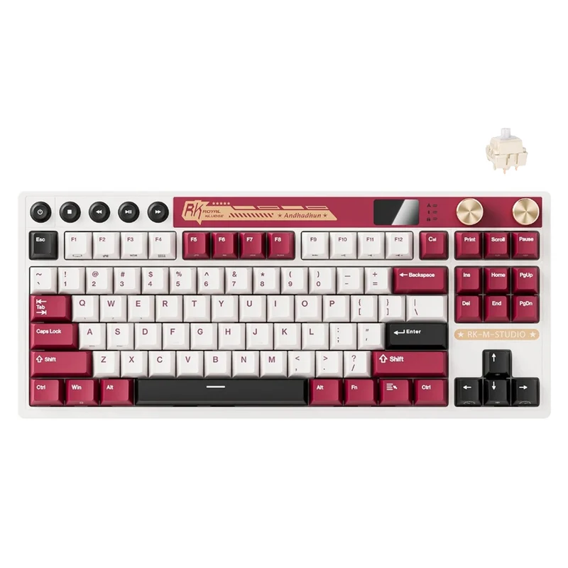 Royal Kludge RK M87 Tri-Mode RGB 88 Keys Hot-Swappable Mechanical Keyboard Famicom (Blue Switch, Beige Switch, Cream Switch)