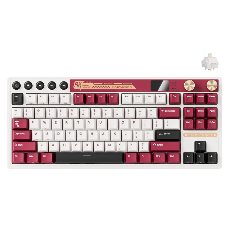 Royal Kludge RK M87 Tri-Mode RGB 88 Keys Hot-Swappable Mechanical Keyboard Famicom (Blue Switch, Beige Switch, Cream Switch)