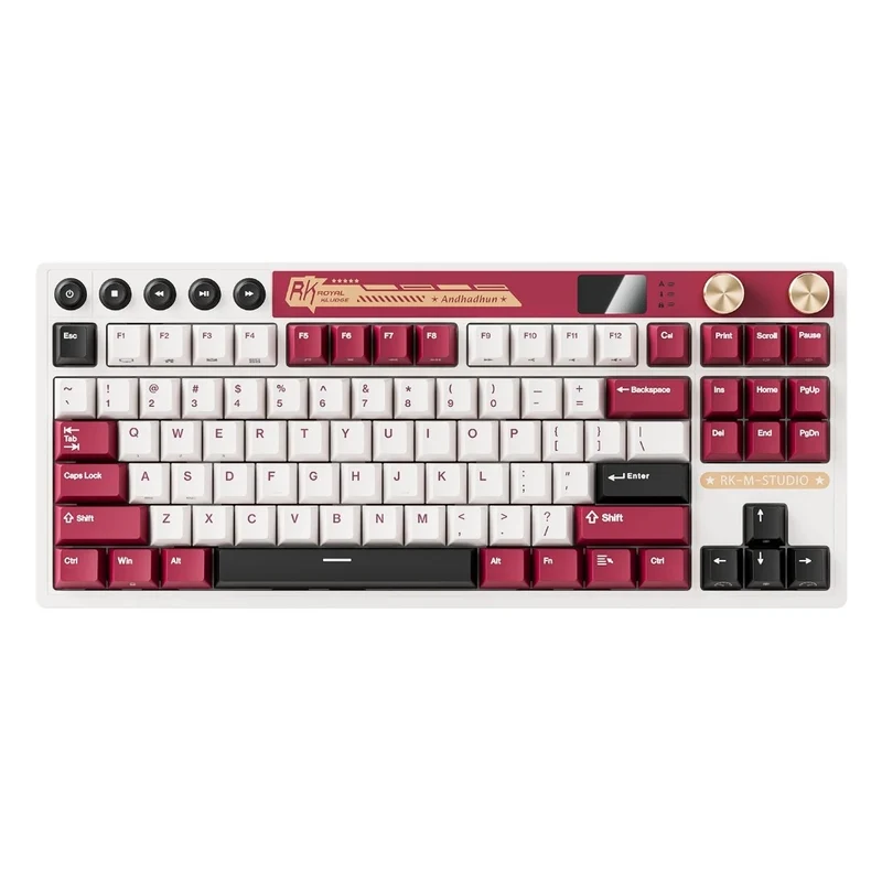 Royal Kludge RK M87 Tri-Mode RGB 88 Keys Hot-Swappable Mechanical Keyboard Famicom (Blue Switch, Beige Switch, Cream Switch)