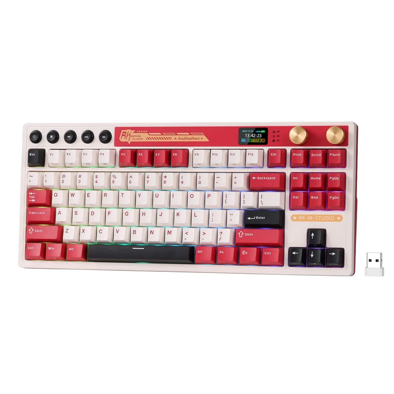Royal Kludge RK M87 Tri-Mode RGB 88 Keys Hot-Swappable Mechanical Keyboard Famicom (Blue Switch, Beige Switch, Cream Switch)