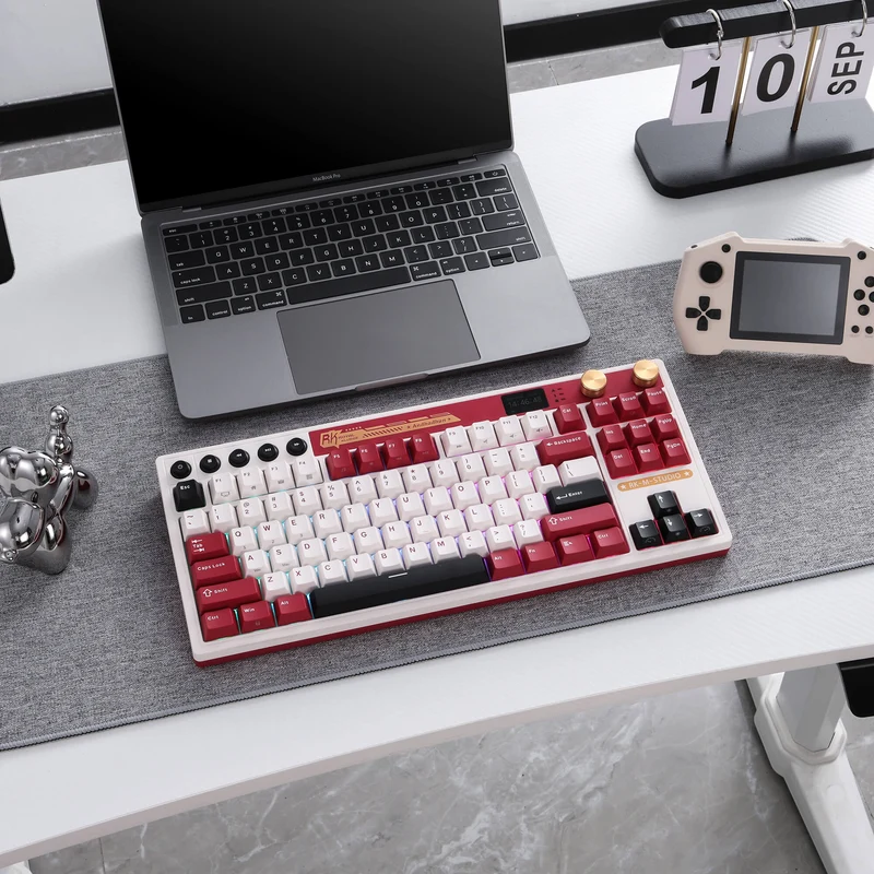 Royal Kludge RK M87 Tri-Mode RGB 88 Keys Hot-Swappable Mechanical Keyboard Famicom (Blue Switch, Beige Switch, Cream Switch)