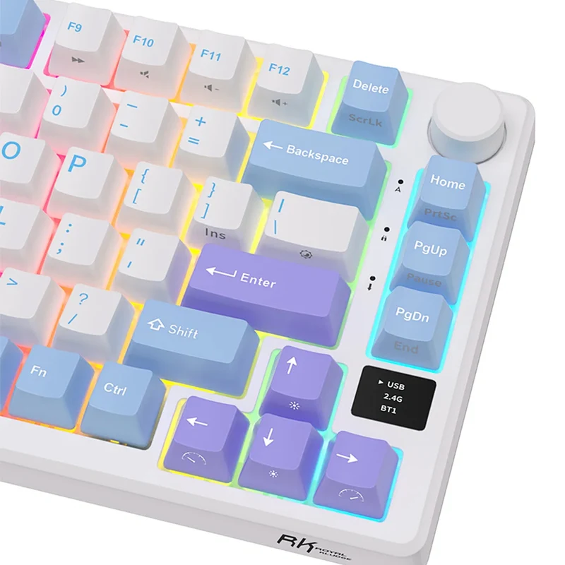 Royal Kludge RK-M75 Tri-Mode RGB 81 Keys Hot-Swappable Mechanical Keyboard Taro Milk (K Silver Switch, Blue Switch, Brown Switch, Cream Switch)