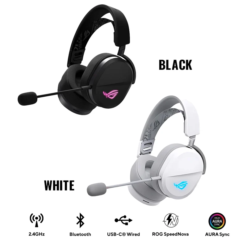 Asus ROG Pelta Tri-Mode RGB Wireless Gaming Headset (Black, White) (A501)
