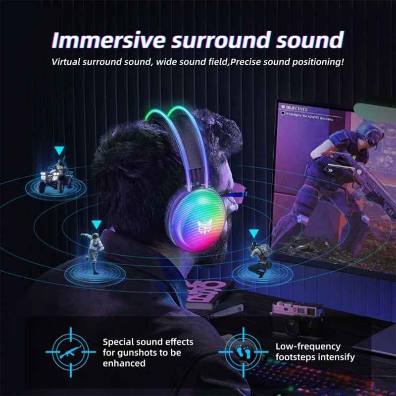 Onikuma X29 RGB Wired Gaming Headset with Noise Cancelling Microphone (Black)
