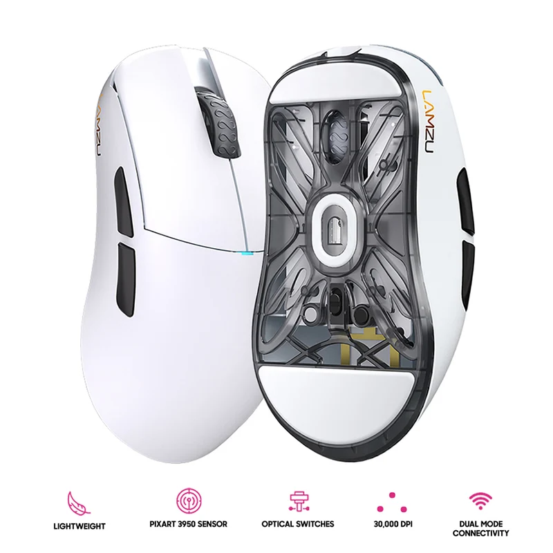 Lamzu Atlantis Mini Champion Edition Superlight Wireless Mouse (Light Pink, Panda White, Red)