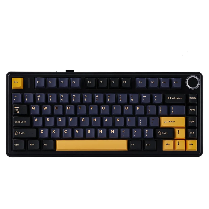 Aula F75 RGB Tri-Mode Type-C 75% 80-Key Gasket Structure Hot-Swap Mechanical Gaming Keyboard (Gray Wood Switch) (Black/Dark Blue/Orange, Blue/White/Dark Blue)