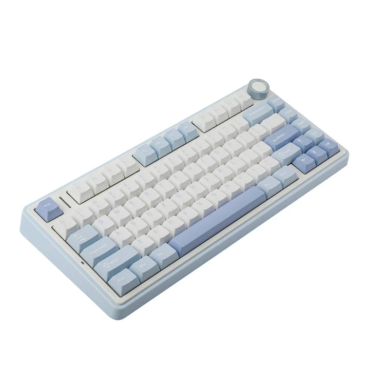 Aula F75 RGB Tri-Mode Type-C 75% 80-Key Gasket Structure Hot-Swap Mechanical Gaming Keyboard (Gray Wood Switch) (Black/Dark Blue/Orange, Blue/White/Dark Blue)