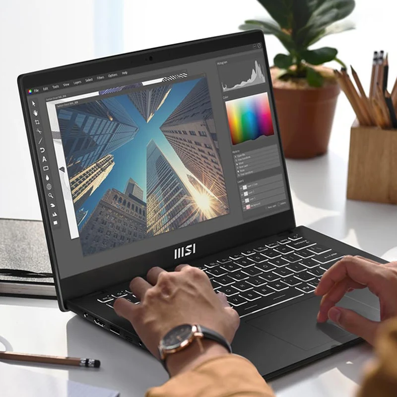 MSI Modern 14 C7M-287PH Laptop (Classic Black) | 14" FHD (1920x1080) IPS | Ryzen 5 7430U | 16GB RAM | 512GB SSD | AMD Radeon Graphics | Windows 11 Home | MSI Sleeve Bag GP