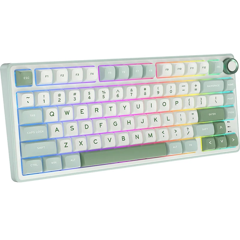 Royal Kludge R75 QMK Single-Mode RGB 81 Keys Hot-Swappable Mechanical Keyboard Sky Cyan (Blue Switch, Brown Switch, K Silver Switch)