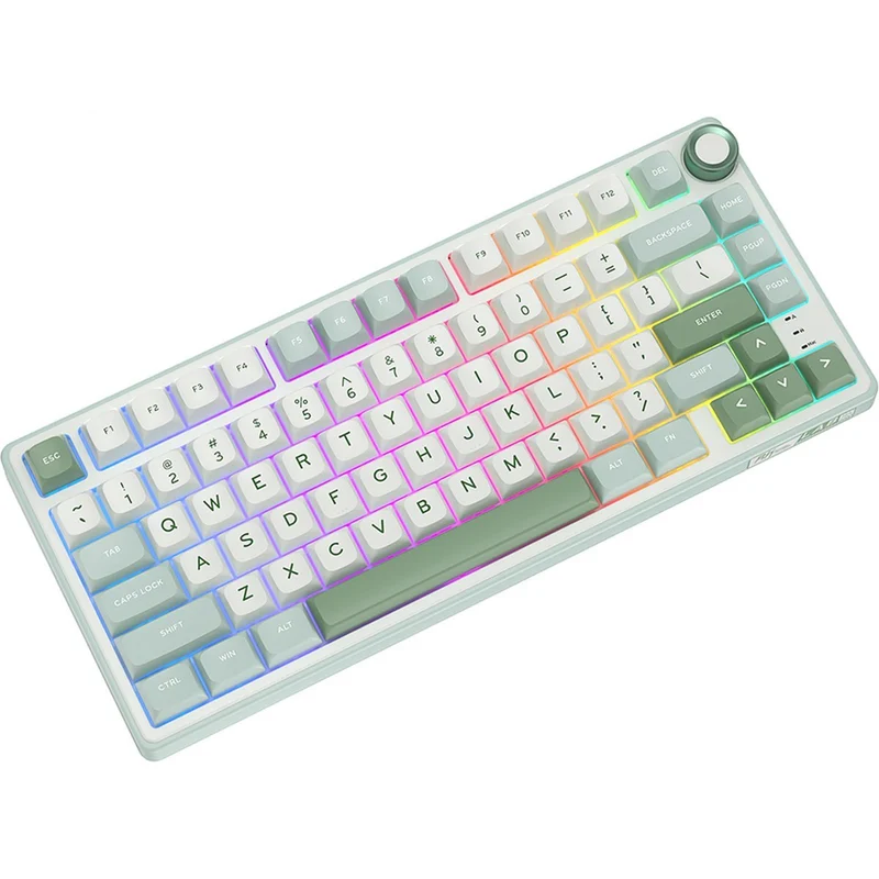 Royal Kludge R75 QMK Single-Mode RGB 81 Keys Hot-Swappable Mechanical Keyboard Sky Cyan (Blue Switch, Brown Switch, K Silver Switch)
