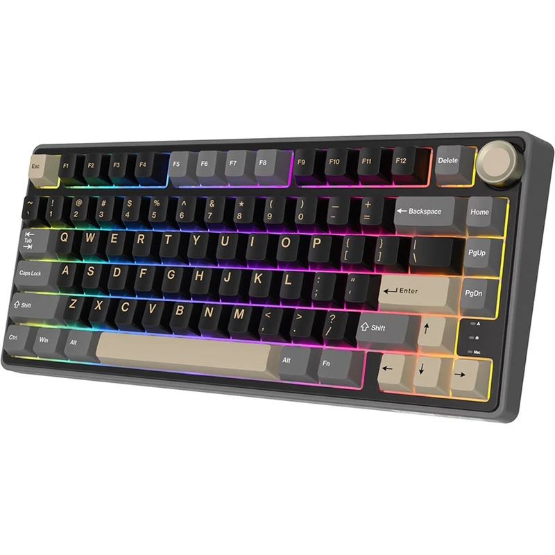 Royal Kludge R75 QMK Single-Mode RGB 81 Keys Hot-Swappable Mechanical Keyboard Phantom (Blue Switch, K Silver Switch, Brown Switch)