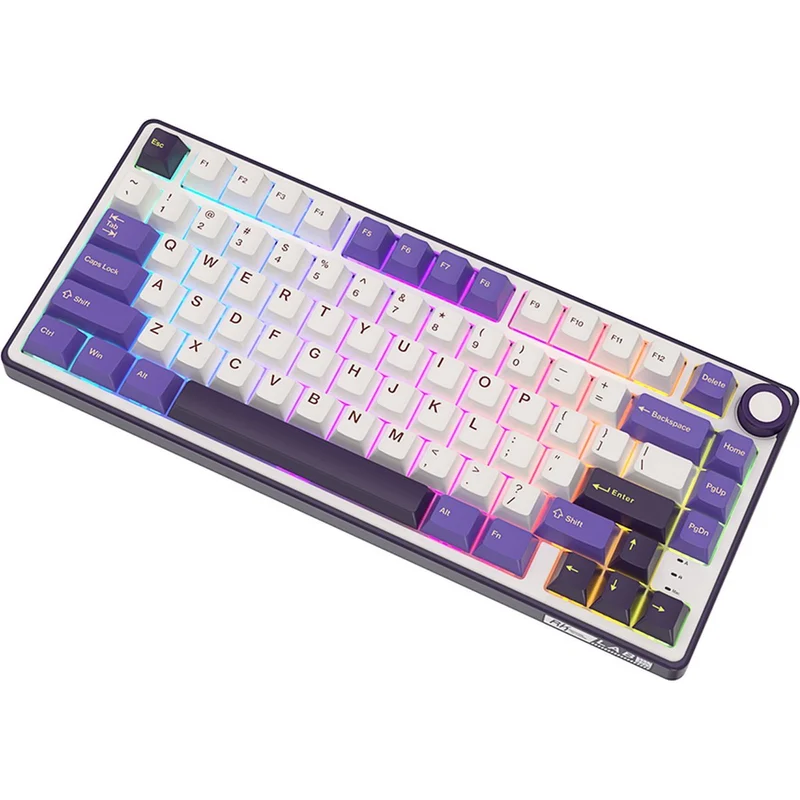 Royal Kludge R75 QMK Single-Mode RGB 81-Keys Hot-Swappable Mechanical Keyboard Blackberry Mousse (Blue Switch, Brown Switch, K Silver Switch)