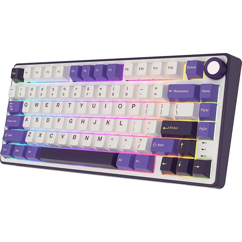 Royal Kludge R75 QMK Single-Mode RGB 81-Keys Hot-Swappable Mechanical Keyboard Blackberry Mousse (Blue Switch, Brown Switch, K Silver Switch)