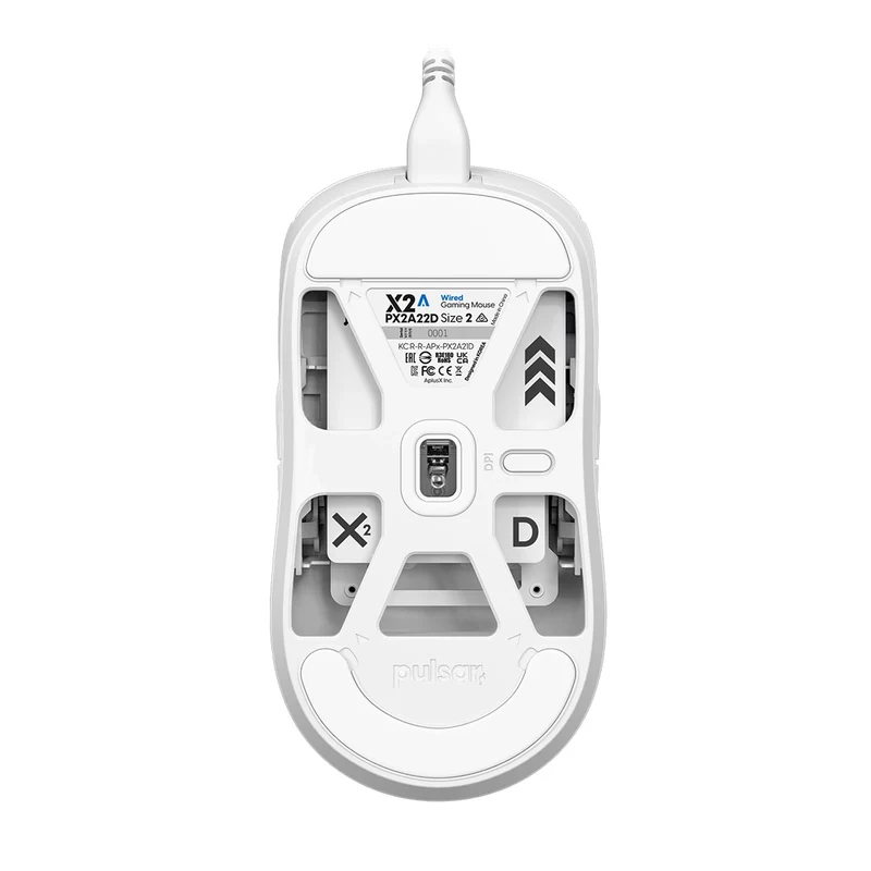 Pulsar X2A Wired Ambidextrous eSports Ultralight Gaming Mouse Size 2 (Black, White) (PX2A21D, PX2A22D)