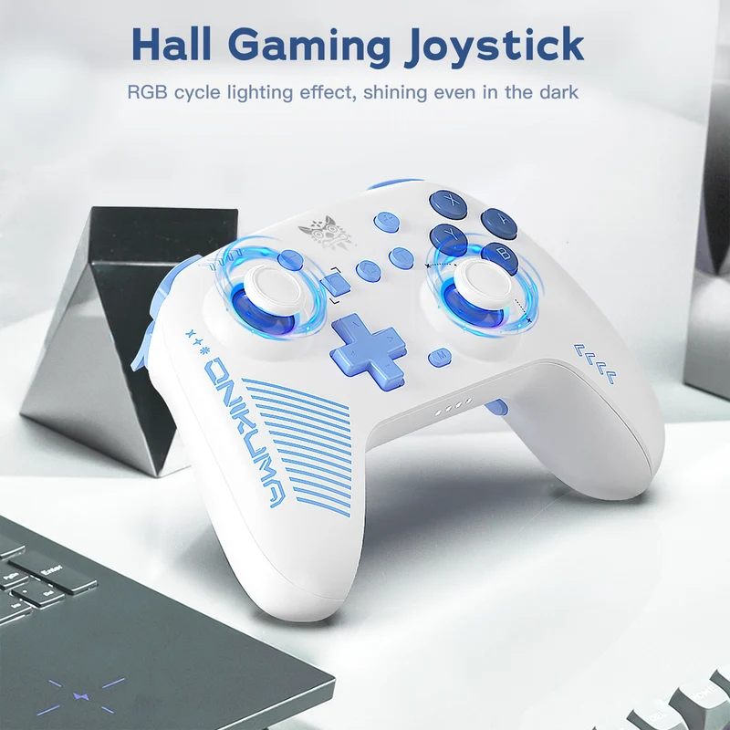 Onikuma C1 Dual-Mode RGB Hall Effect Gaming Controller (Black, White)
