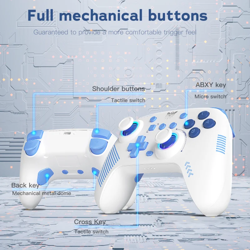 Onikuma C1 Dual-Mode RGB Hall Effect Gaming Controller (Black, White)