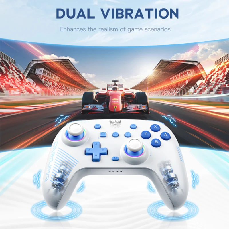 Onikuma C1 Dual-Mode RGB Hall Effect Gaming Controller (Black, White)