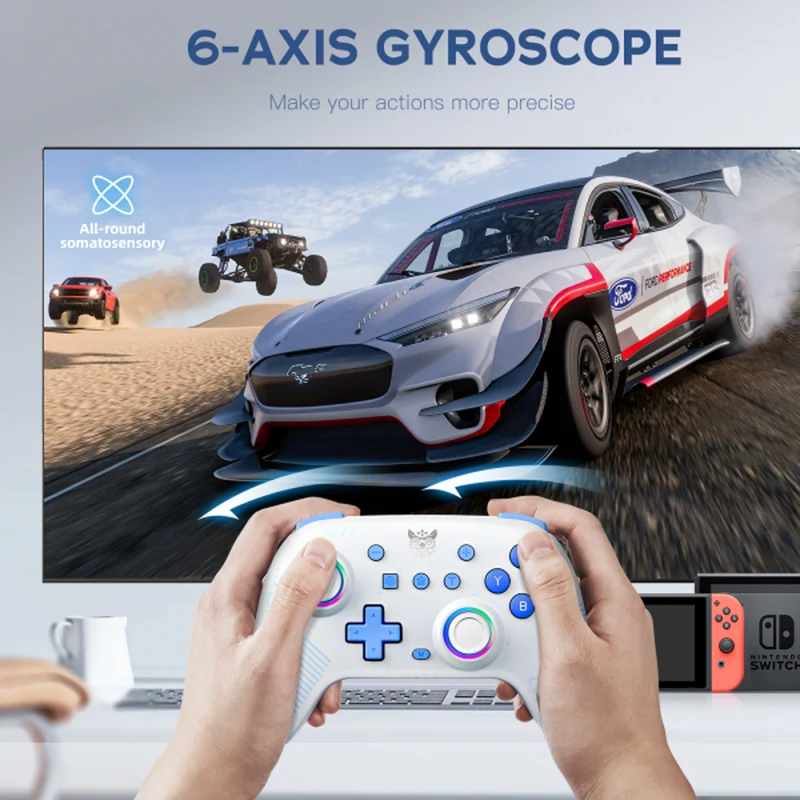 Onikuma C1 Dual-Mode RGB Hall Effect Gaming Controller (Black, White)