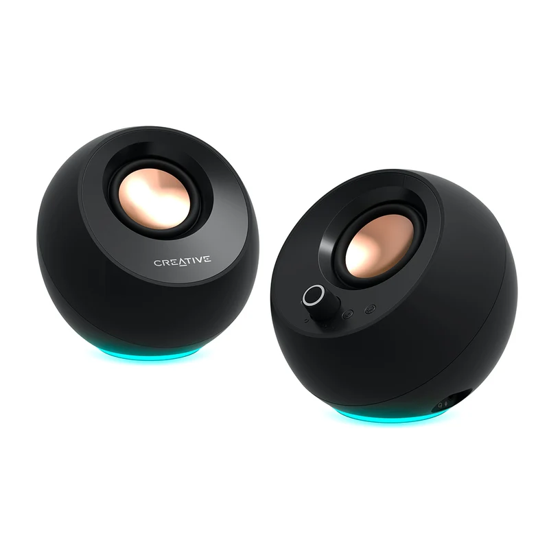 Creative Pebble Pro Minimalist 2.0 USB-C Speakers With Bluetooth 5.3 & Customizable RGB Lighting (Black, Green, White)