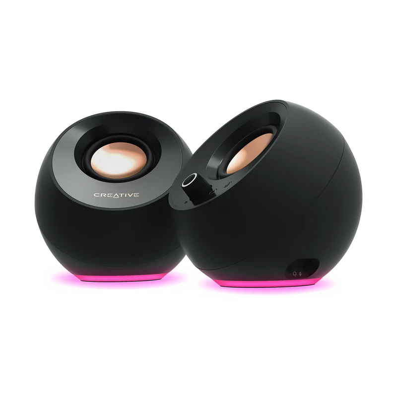 Creative Pebble Pro Minimalist 2.0 USB-C Speakers With Bluetooth 5.3 & Customizable RGB Lighting (Black, Green, White)