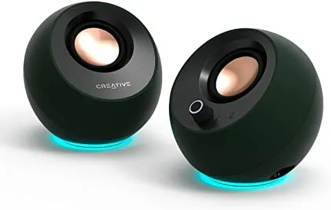 Creative Pebble Pro Minimalist 2.0 USB-C Speakers With Bluetooth 5.3 & Customizable RGB Lighting (Black, Green, White)