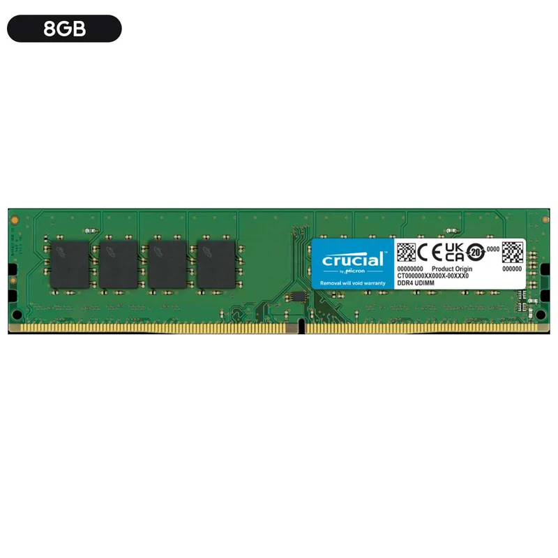 Crucial DDR4 3200 MHz CL22 UDIMM Desktop Memory (8GB, 16GB)