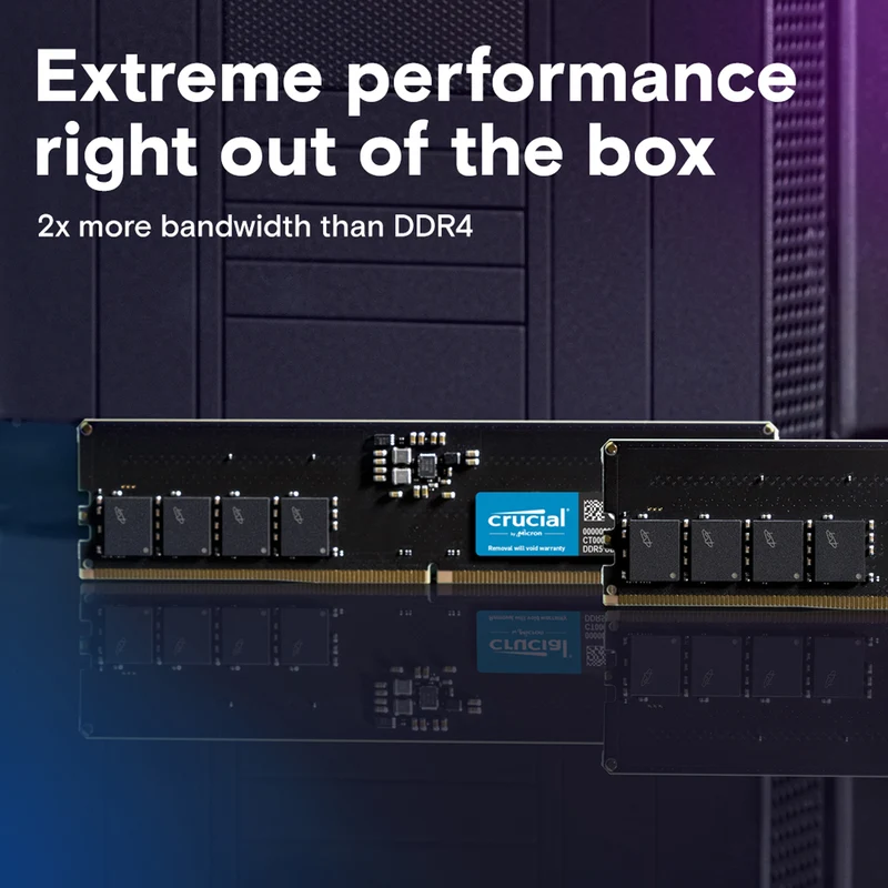 Crucial DDR5 5600MHz CL46 UDIMM Desktop Memory (8GB, 16GB)