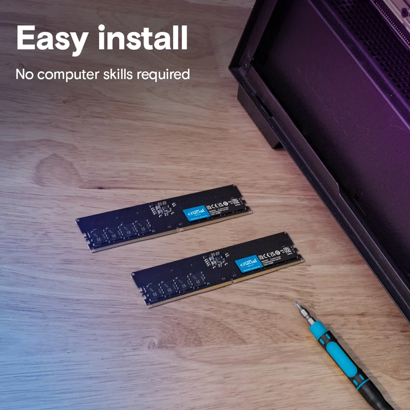 Crucial DDR5 5600MHz CL46 UDIMM Desktop Memory (8GB, 16GB)