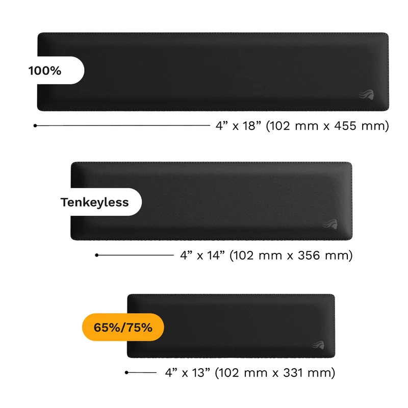 Glorious Ergonomic Cloth Wrist Rest for Keyboard (Black) (65% / 75%, Tenkeyless - TKL, Full-Size - 100%)