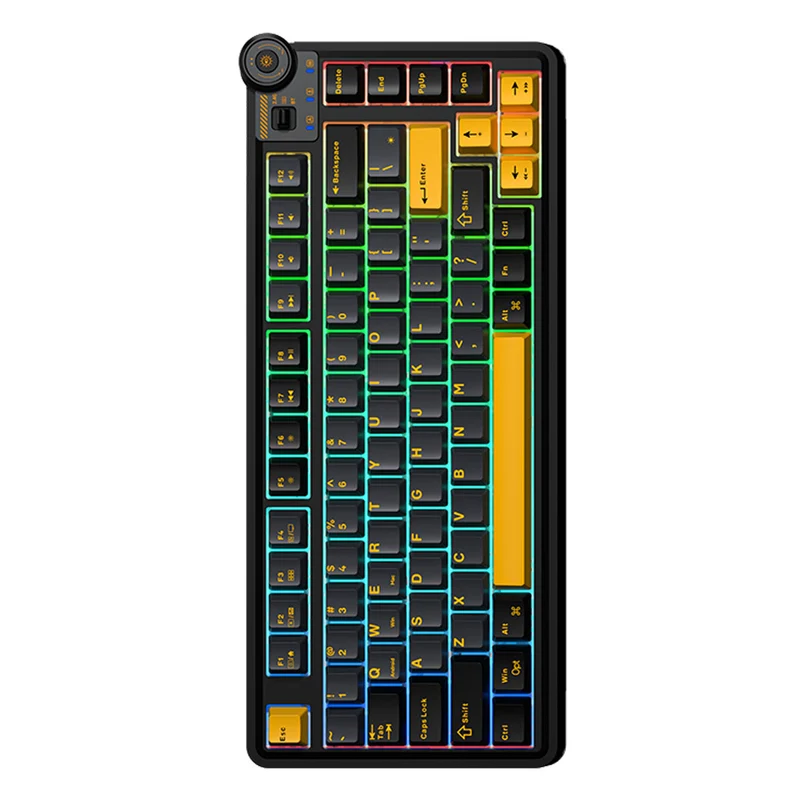 Aula AU75 3-in-1 Hot-Swap RGB Gasket Mechanical Gaming Keyboard with Multi-Function Knob (Star Vector Switch) (Beige/Purple/Red ,Black/Grey/Yellow)