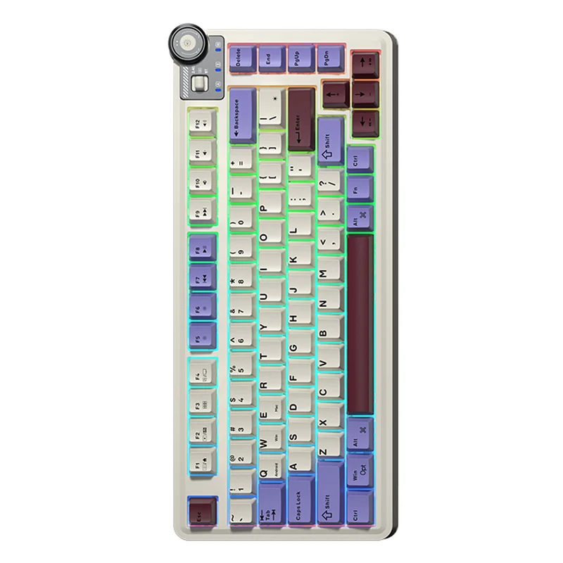 Aula AU75 3-in-1 Hot-Swap RGB Gasket Mechanical Gaming Keyboard with Multi-Function Knob (Star Vector Switch) (Beige/Purple/Red ,Black/Grey/Yellow)