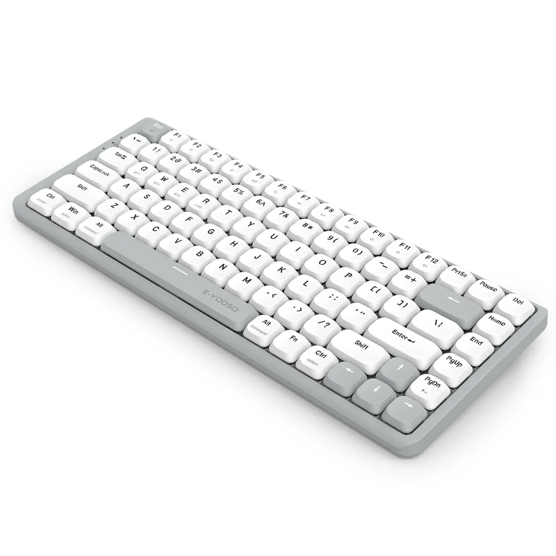 E-Yooso Z-84 Tri-Mode 84-Keys Mechanical Keyboard White/Grey (Red Switch)