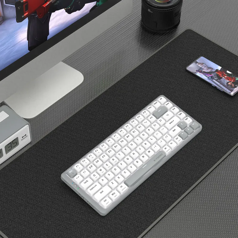 E-Yooso Z-84 Tri-Mode 84-Keys Mechanical Keyboard White/Grey (Red Switch)