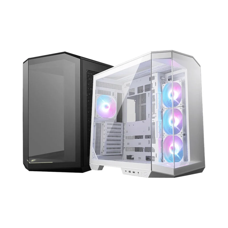 MSI MAG Pano 100R PZ Micro-ATX Mid Tower Tempered Glass Gaming Case (Black, White)