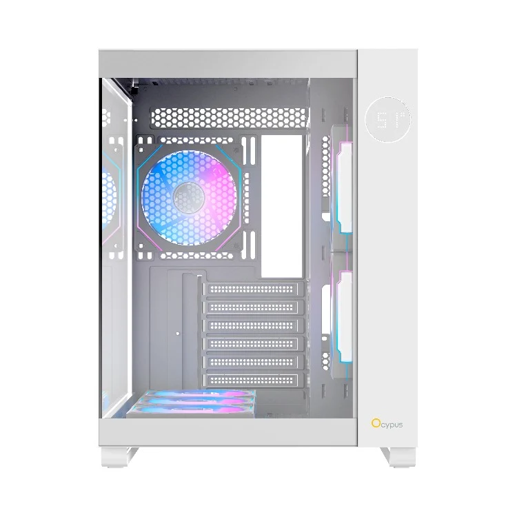 Ocypus Iota C70 ARGB Panoramic Mid Tower Case With 6 ARGB Fans (Black, White)