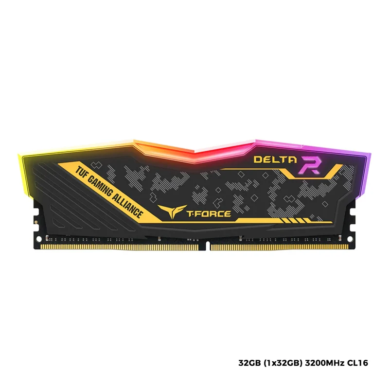 TeamGroup T-Force Delta TUF Gaming Alliance RGB DDR4 32GB (1x32GB) 3200MHz CL16 Desktop Memory (TF9D432G3200HC16F01)