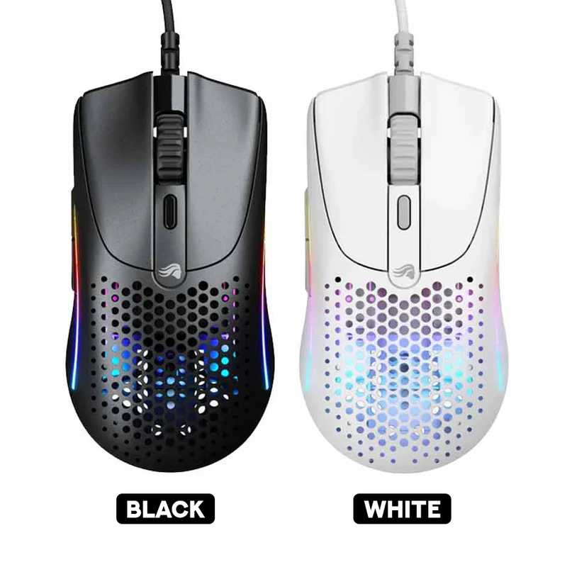 Glorious Model O 2 Mini Ultralight Ambidextrous RGB Wired Gaming Mouse (Black, White)