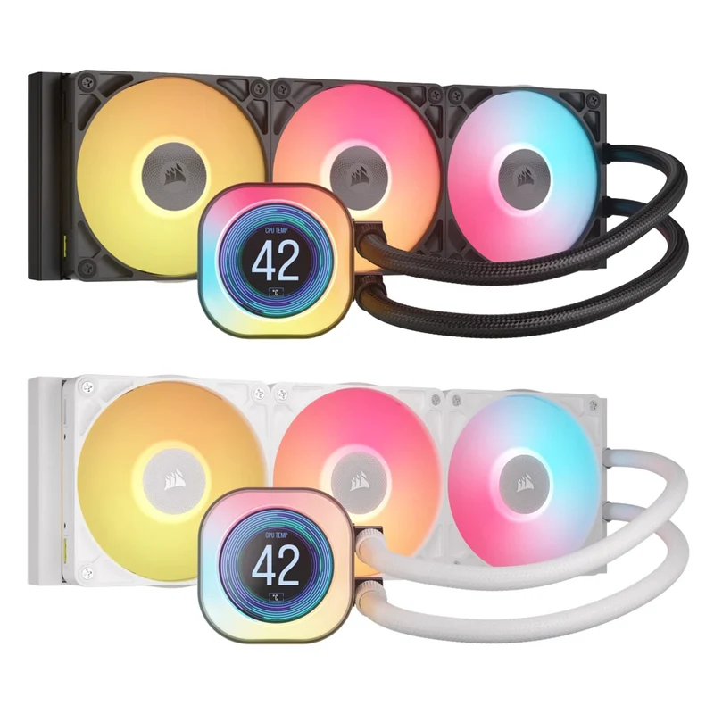 Corsair iCue Link Titan 360 LCD RX LCD AIO Extreme Performance 360MM RGB Liquid CPU Cooler (Black, White)