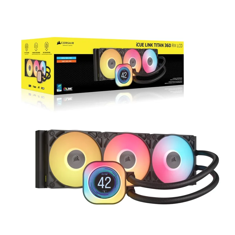 Corsair iCue Link Titan 360 LCD RX LCD AIO Extreme Performance 360MM RGB Liquid CPU Cooler (Black, White)