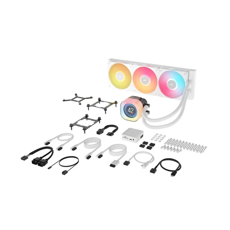 Corsair iCue Link Titan 360 LCD RX LCD AIO Extreme Performance 360MM RGB Liquid CPU Cooler (Black, White)