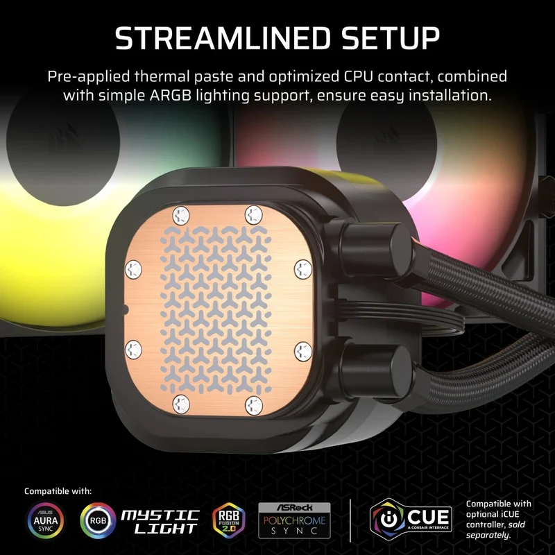 Corsair Nautilus 240 RS Performance 240MM RGB liquid CPU Cooler (Black, White)