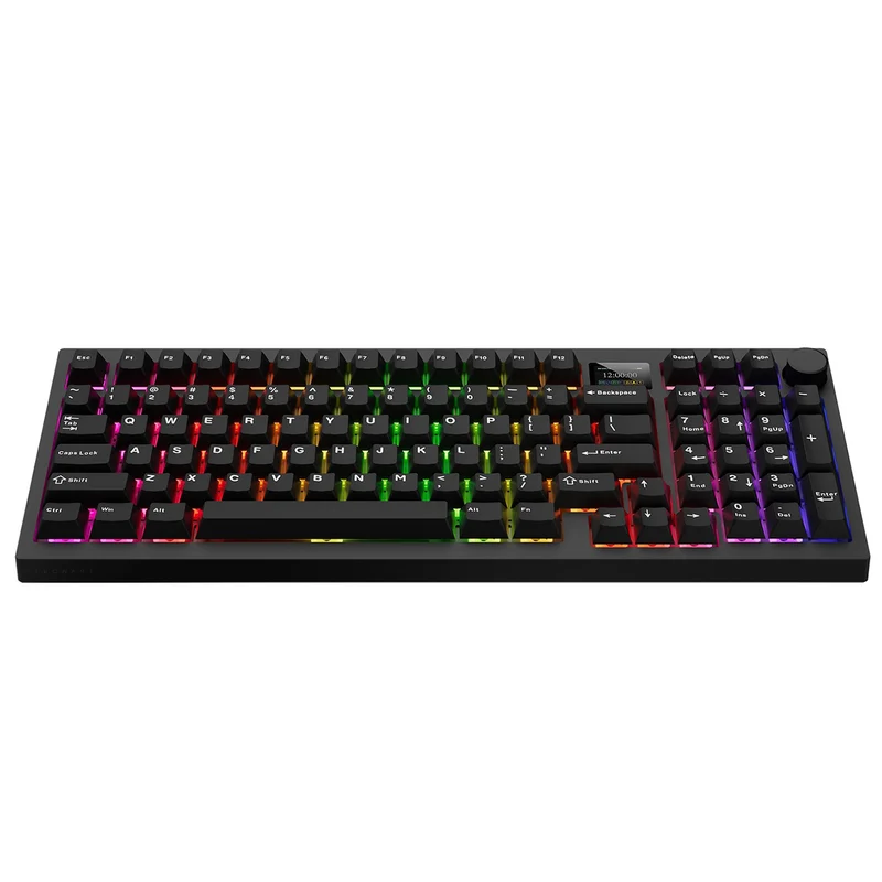 Tecware Spectre 96 RGB Tri-Mode 96-Key Gasket Mounted Mechanical Keyboard with Customizable LCD Display & Volume Knob (Black) (Candy Red 48G Linear Switch, Cocoa Brown 55G Tactile Switch)