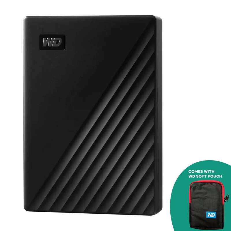WD My Passport External Hard Drive USB 3.2 Gen1 6TB + WD Soft Pouch (Black, Blue, Red, White)