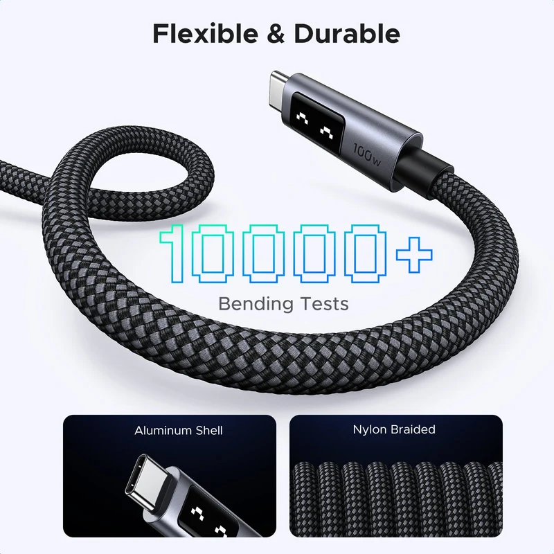 Ugreen Uno USB-C To USB-C PD 100W Fast Charging Cable - Black (0.5m, 1m, 2m)
