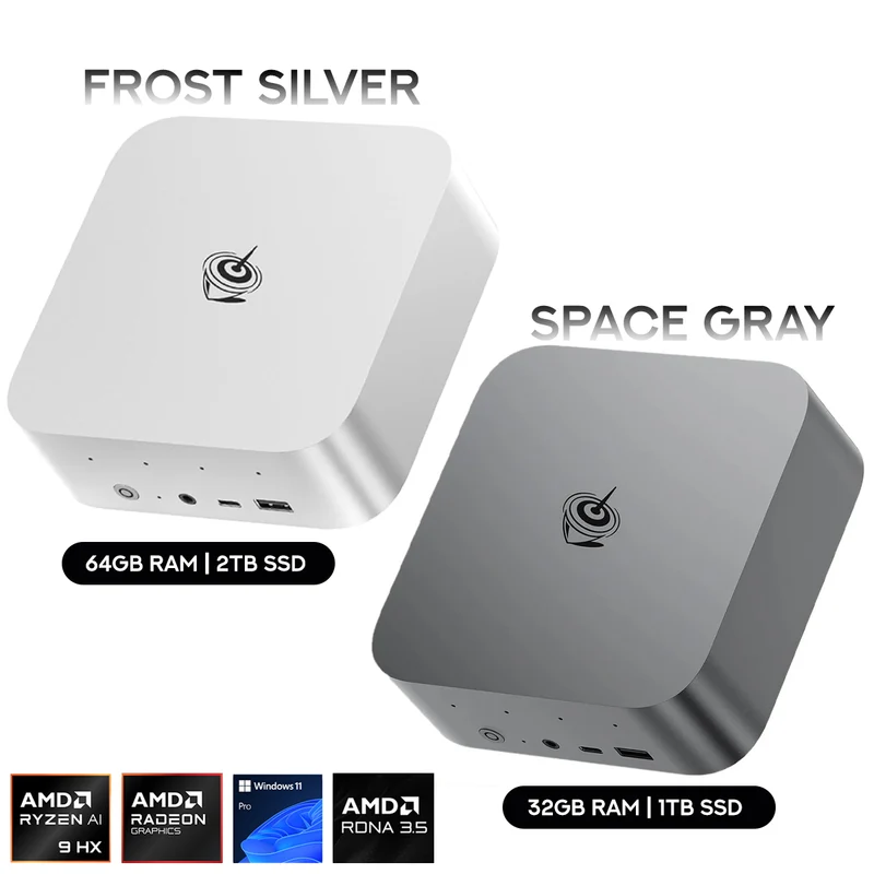 Beelink SER9 AMD Ryzen AI 9 HX 370 Processor (64GB RAM+2TB SSD | 32GB RAM+1TB SSD) Windows 11 Pro Mini PC (Frost Silver, Space Grey)
