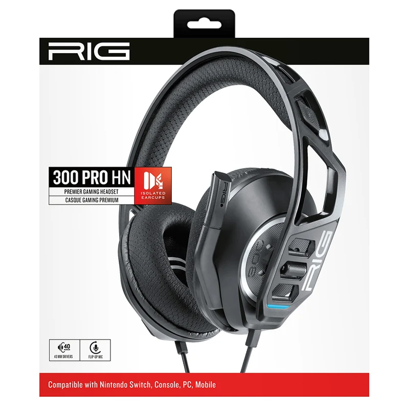 Nacon RIG 300 Pro HN Gaming Headset For Switch/Console/PC/Mobile (Black) (RIG300PROHN)