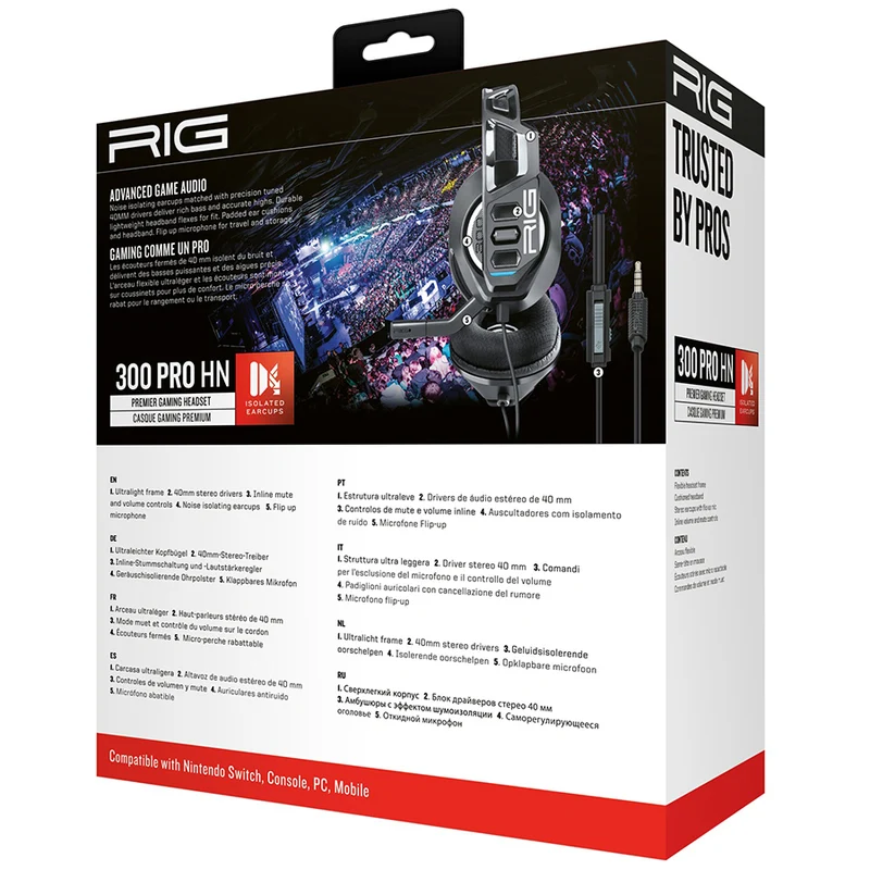 Nacon RIG 300 Pro HN Gaming Headset For Switch/Console/PC/Mobile (Black) (RIG300PROHN)