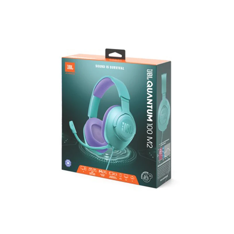 JBL Quantum 100 M2 Wired Over-Ear Gaming Headset (Black, Cyan, Purple, White)
