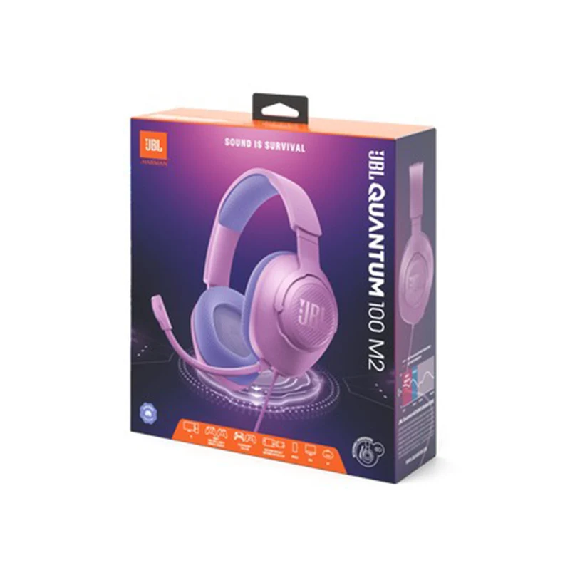JBL Quantum 100 M2 Wired Over-Ear Gaming Headset (Black, Cyan, Purple, White)
